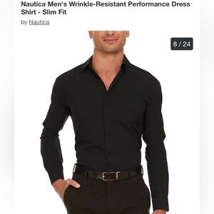 Nautica Slim-Fit Black Performance Dress Shirt